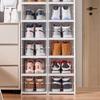 Stackable Shoe Organizer with Clear Viewing Panel Foldable Footwear Storage Rack Dustproof Shoe Case Dorm Room Essential
