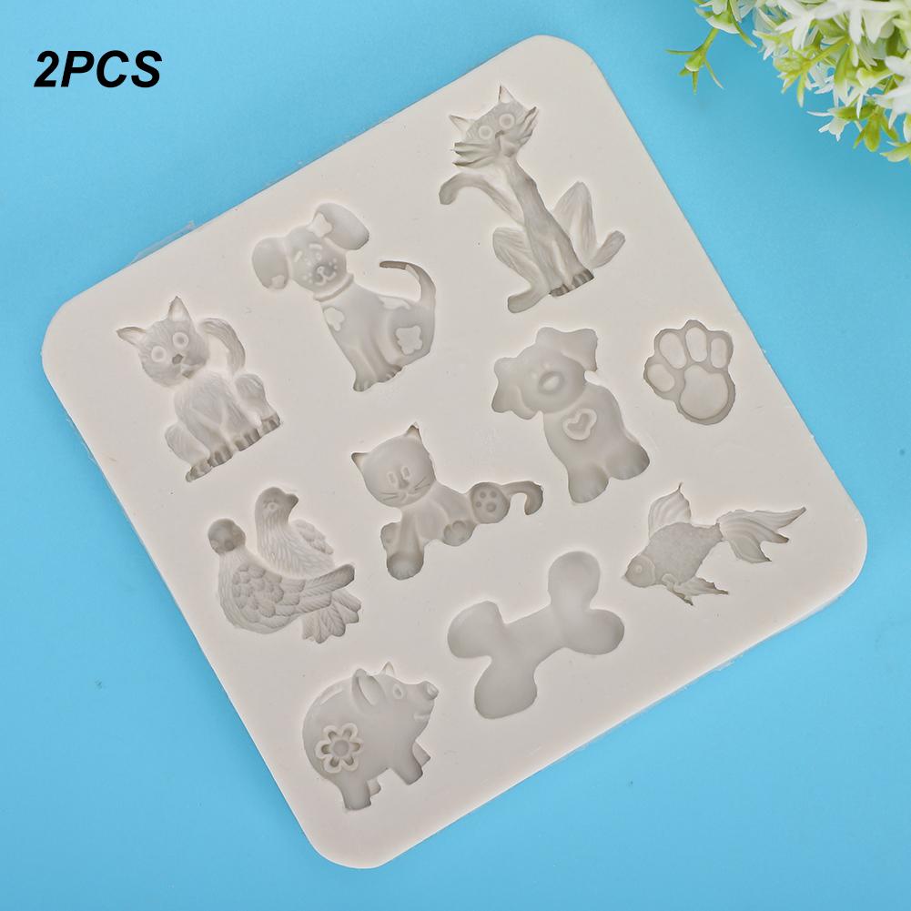 2PCs Silicone Mold   Hand Made Tool Cartoon Animals shape High Temperature Resistance(Gray )