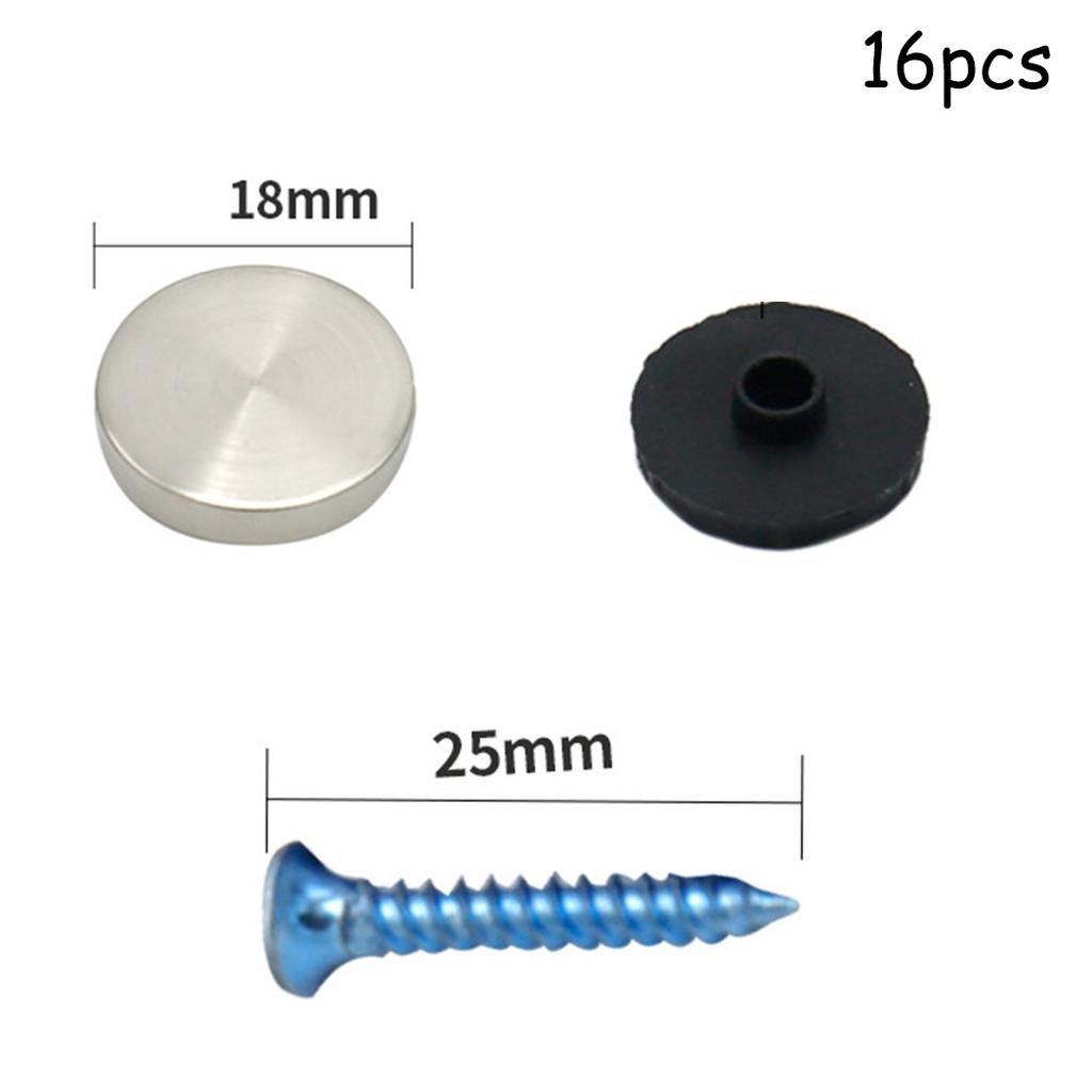 16pcs Stainless Steel Chrome Dome Cap for Screw Covering in Mirror Glass Furniture Bath Panel Sign and Display Installations