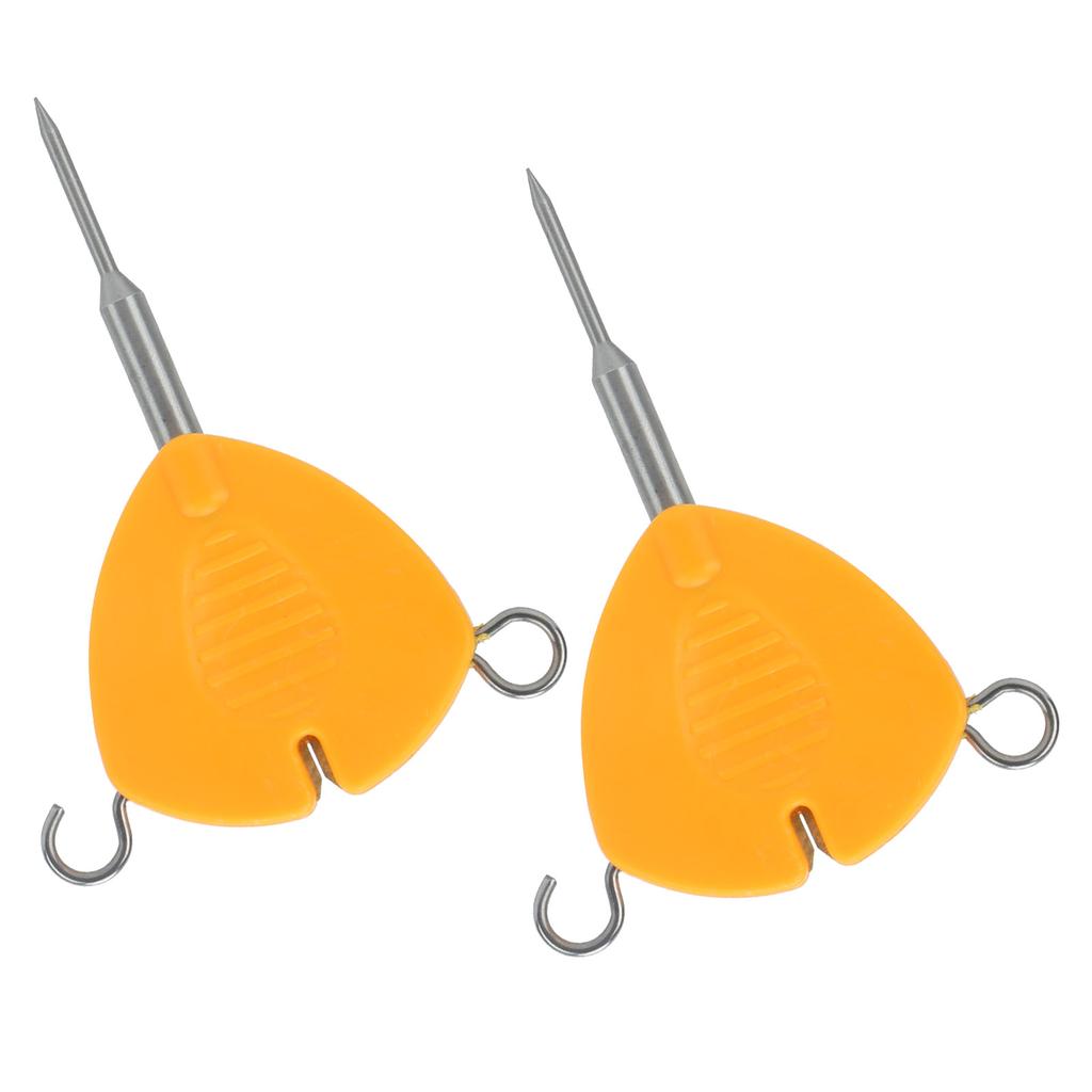 2Pcs Portable Fishing Bait Needle Hook Knot Puller Fishing Baiting Rigs Tool Orange