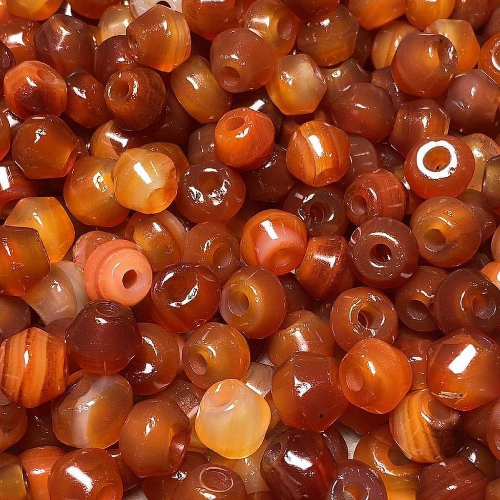 Antique Natural Red Agate Large-Hole Buddhist Loose Beads