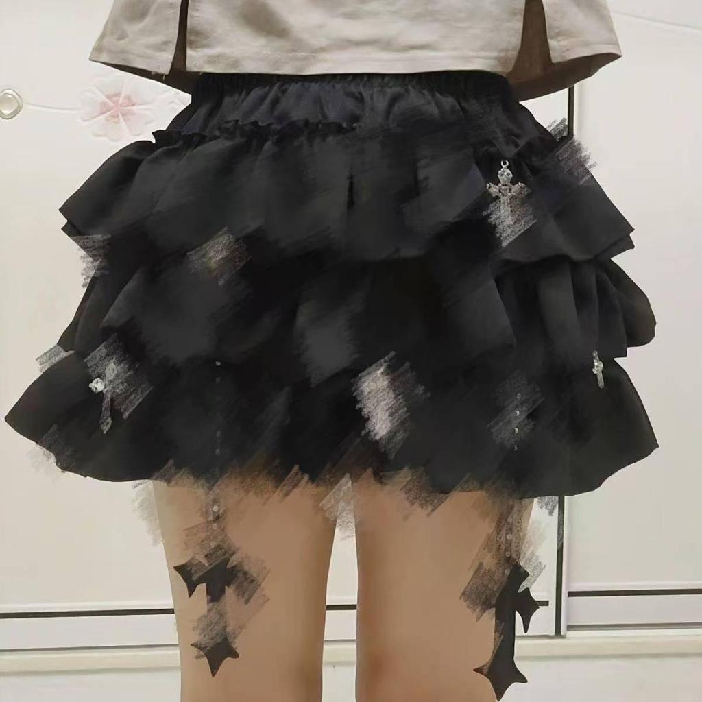 Sweet White Puffy Lace Ballet Skirt - Petite, High Waist, Elastic Waistband