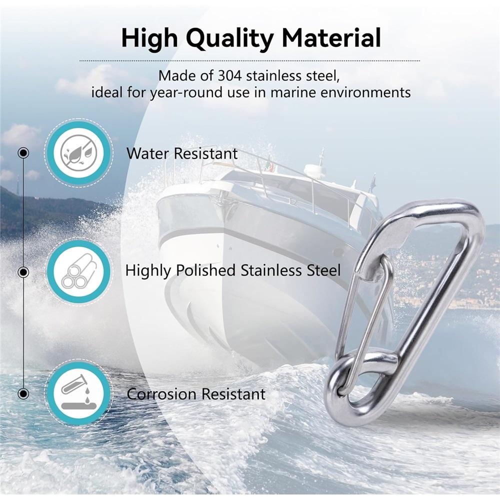 2-Piece 304 Stainless Steel Spring Hooks – Heavy-Duty Safety Quick Release Clips – 6x60mm & 8x80mm For Dog Walking, Camping, Fishing, Hiking