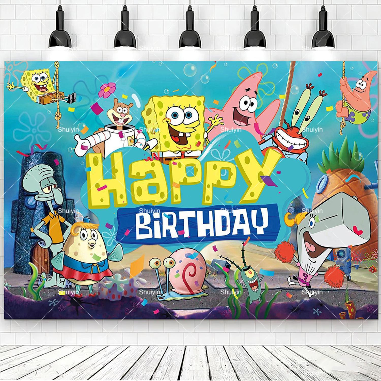 SpongeBob Cartoon Background, Children s Decorations, Party Supplies, Baby Shower Banner, Photo Session Accessories, Children s Gifts 150x100cm