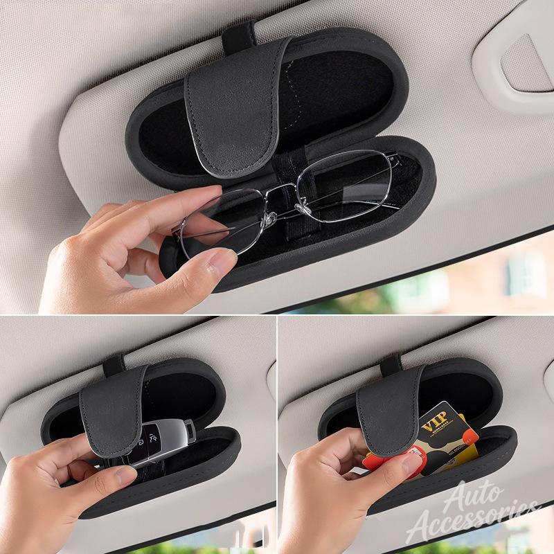 Car Glasses Case Auto Sun Visor Glasses Holder Sunglasses Clip Storage Accessories For Porsche Macan Panamera Cayenne Cayman 911 FU3