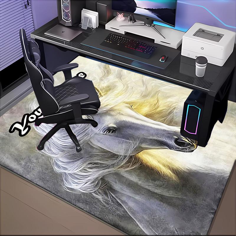 1PC Custom Name Ethereal Horse Portrait Theme Floor Mat Ideal for Living Room, Game Rooms, Office, Bedroom,Floor Mat Playful Design