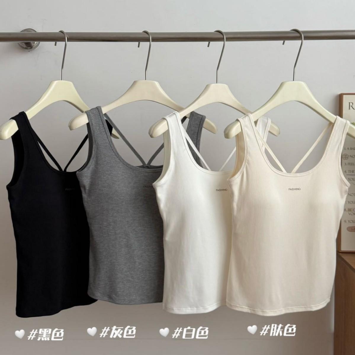 Crisscross Back Tank Top With Built-In Bra OneSize чёрный
