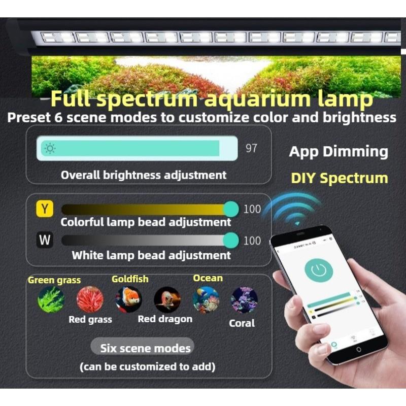 Full Spectrum Professional Highlight Algae Burst Bracket Light App Dimming Timing WRGB Aquatic Lamp Aquarium Fish Tank Light