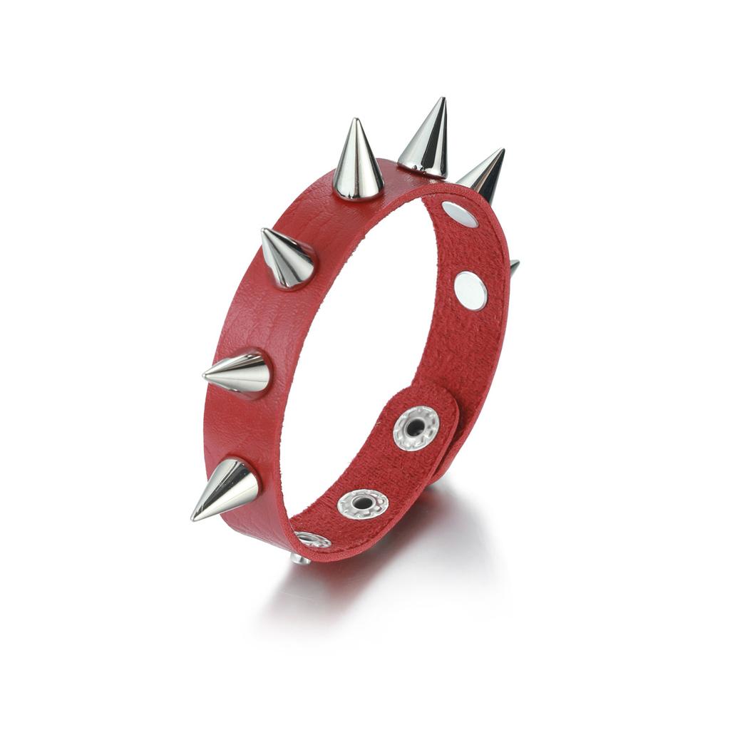 Spiked Studded Bracelet Black Leather Rivet Punk Bracelet Cuff Wrap Bangle Goth Alt Wristband for Men Women Punk Accessories