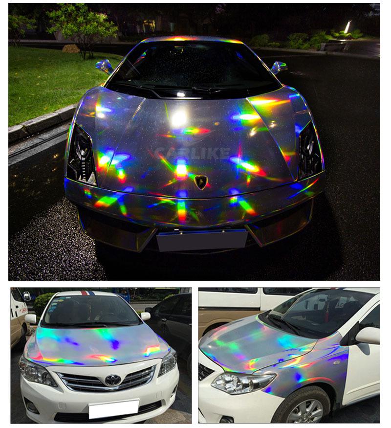 Kalek Silver Laser Car Wrap – Color-Changing Dragon Film for Full Body Decoration