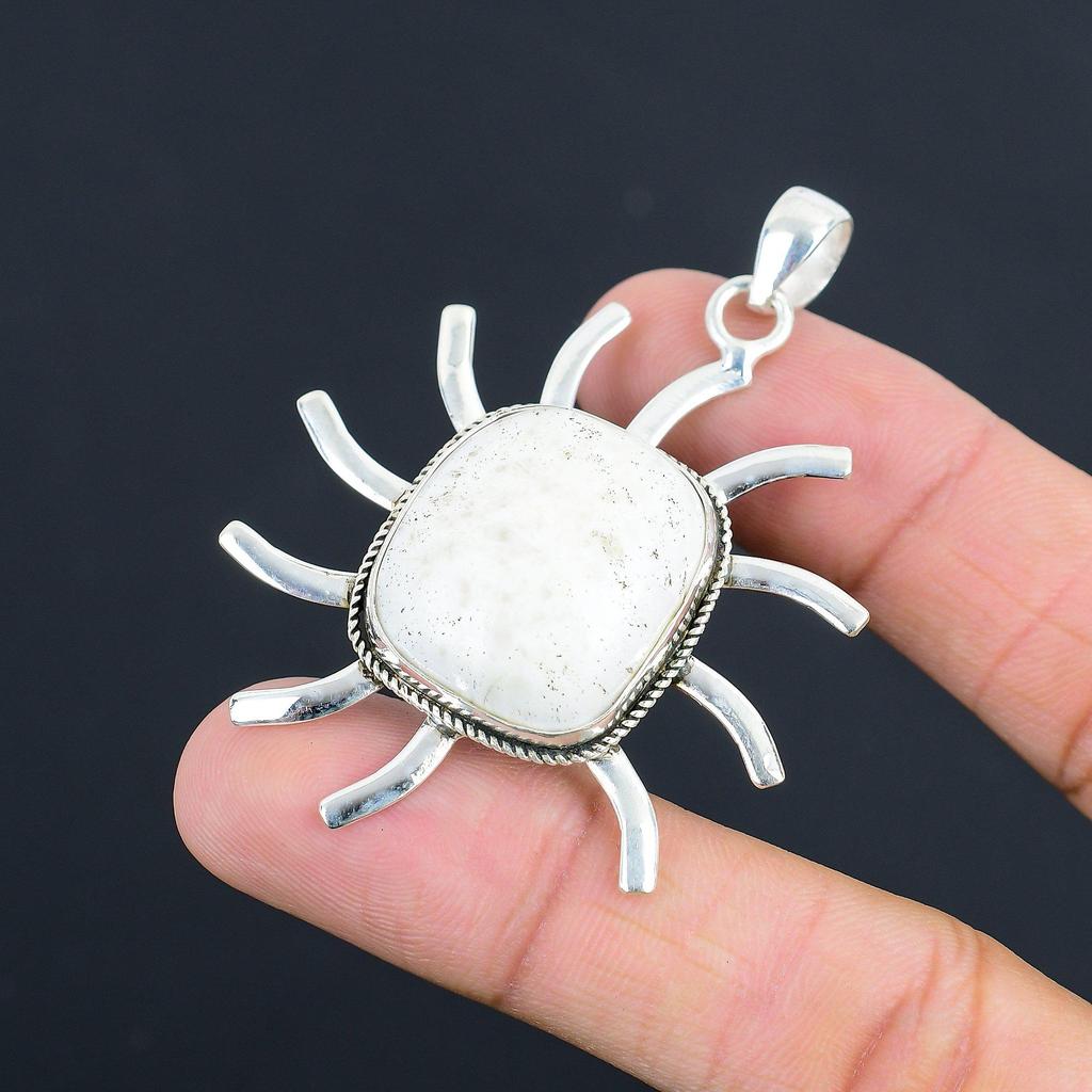 Daughters Day Deal Radiant Scolecite Stone 925 Sterling Silver Pendant Jewelry