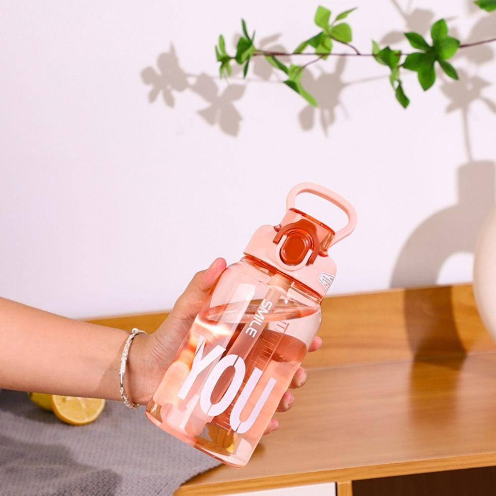 

PS Sports Water Bottle Transparent Travel Portable Bottles Large Capacity Straw Cup Outdoor Sports