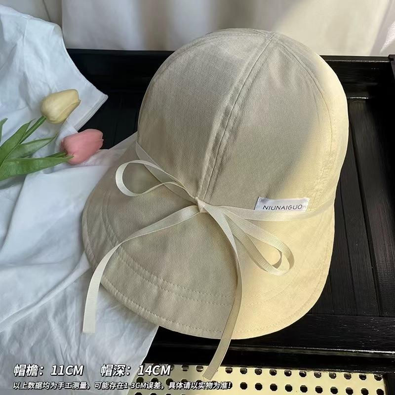 Sweet Bow Bucket Hat Women's Summer Thin Quick-drying Face Hat Travel Anti-ultraviolet Sunshade Sunscreen Hat