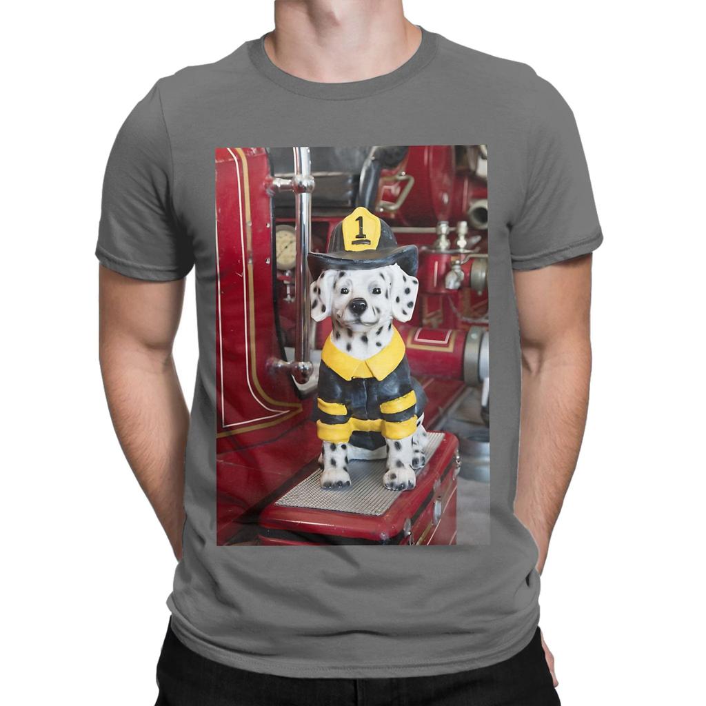 Firefighter Graphic Funny 100 Cotton TShirt Sparky the Fire Dog Tees Tops For Unisex