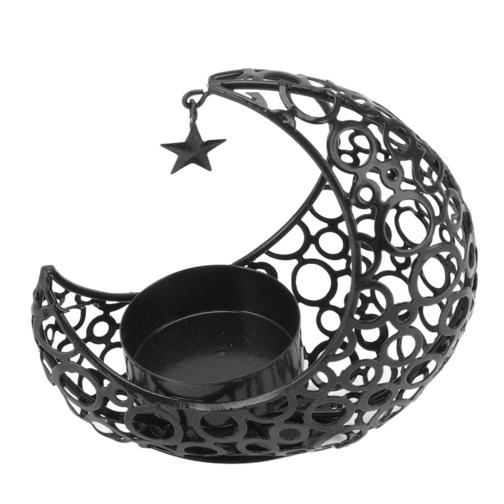 Romantic Moon Candlestick Iron Hollowed Candle Holder for Weddings Christmas Decoration Dining Coffee Table