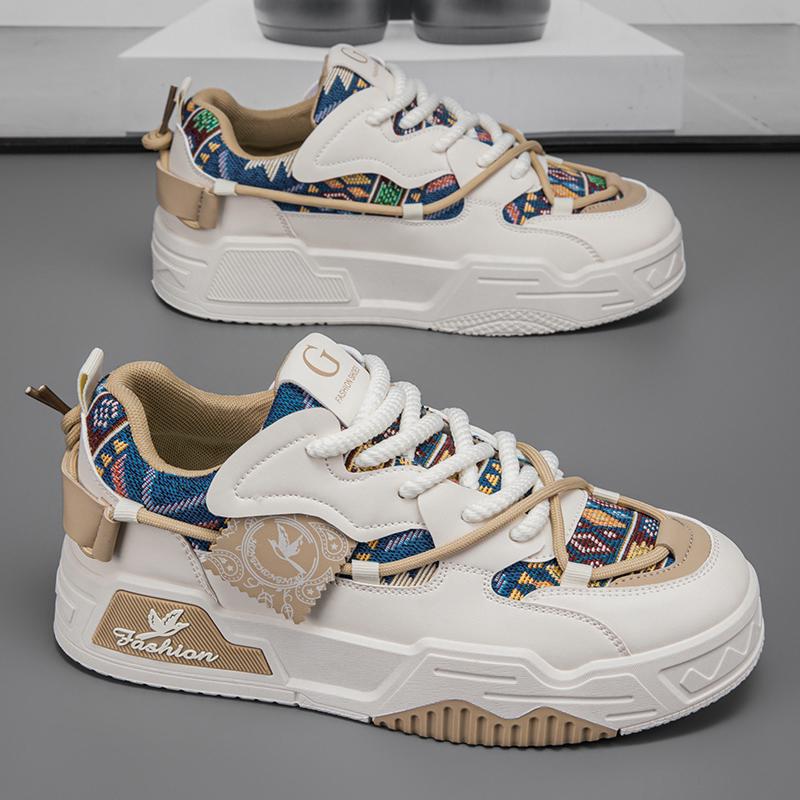 New Men's Skateboard Shoes 2026 Spring Fashion Versatile Low-Top Casual Sports Shoes Men's Trendyy Floral Cloth Sneakers Suitable for Outdoor Sports