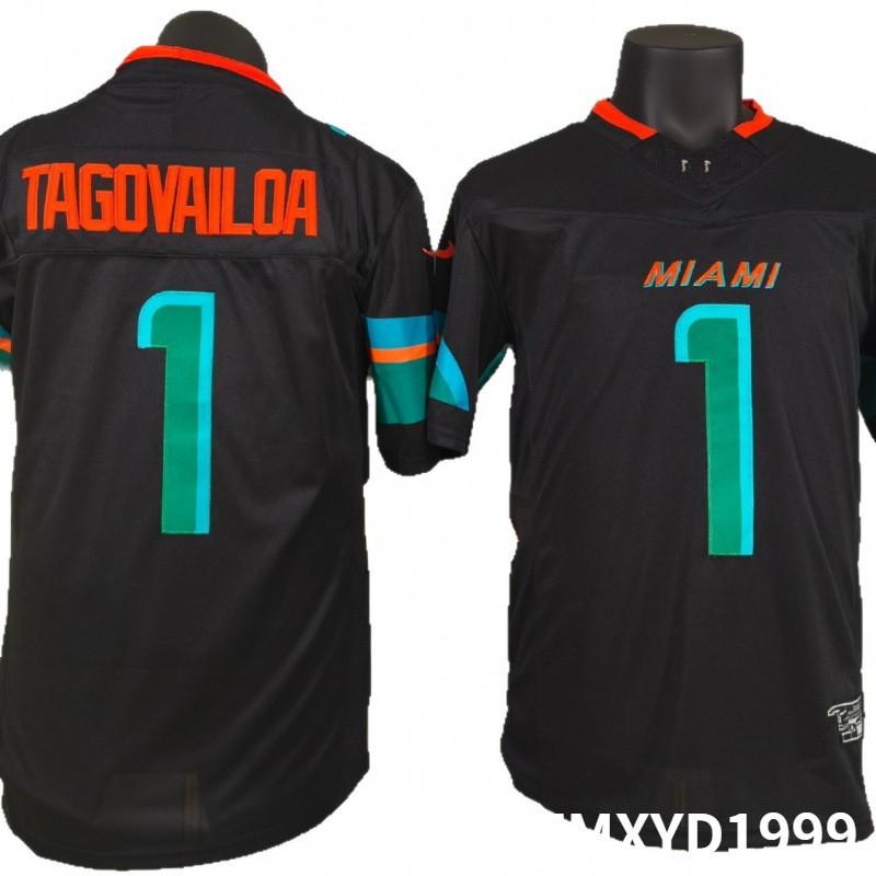 Miami Dolphins Tua Tagovailoa 1 NFL Football Jersey Black Embroidered Fan Wear Men