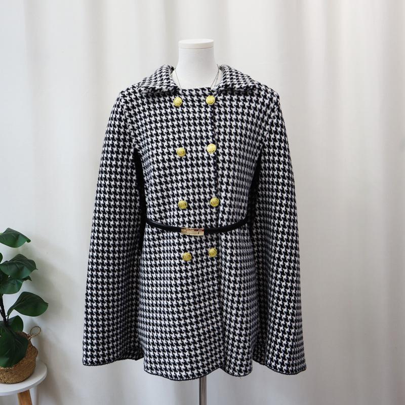 

Пальто-накидка из двухсторонней шерсти с поясом, трикотажное, женское, новое осенне-зимнее, свитер-шаль от Qiandongge One Size