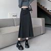 Wool Blend High-Waist Midi Skirt - Women's 2025 A-line Bodycon for Autumn/Winter
