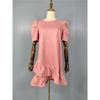 Export Single 2025 Fall and Winter New Arrival Suede Fabric Puff Short Sleeve Loose Plaid Dress Asymmetric Skirt