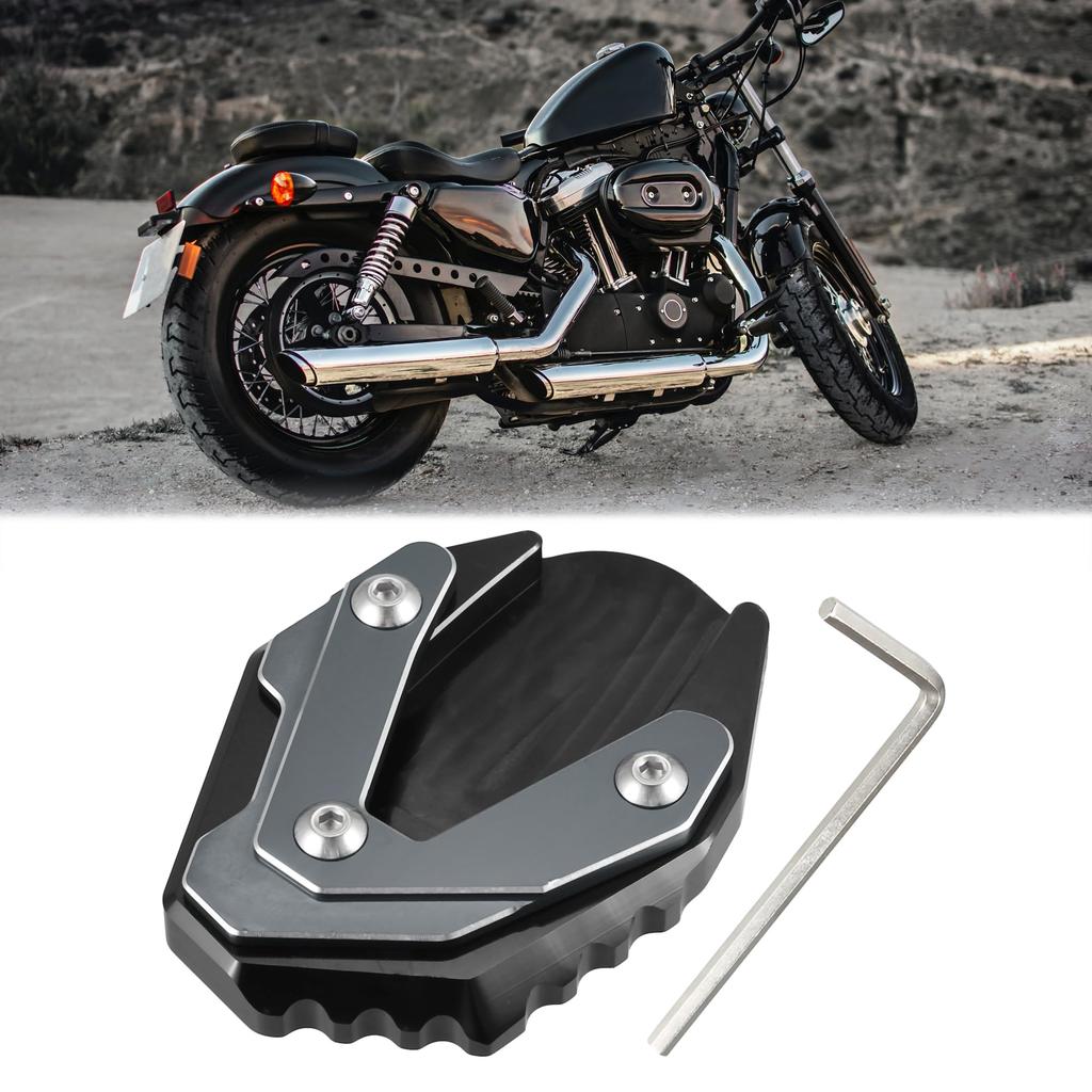 X AUTOHAUX Motorcycle Kickstand Extension Pad Side Stand Support Plate in Black Titanium for Suzuki Gixxer 250 SF 2018-2023