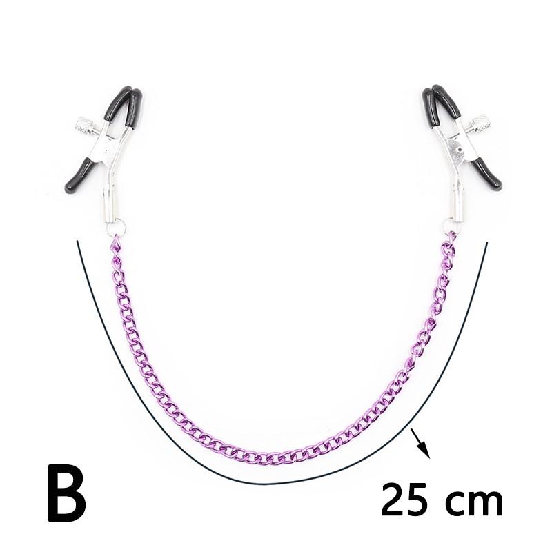 1 Pair Sexy Nipple Clamps Labia Clips With Chain Clip Sm Fetish Bust Massager Stimulate Sex Toy Flirt Bondage Exotic