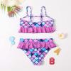 Girls Two Piece Bikini Set Swimwear Tankini Top with Adjustable Straps and Ruffle Detail Bottoms for Beach Pool Water Activities