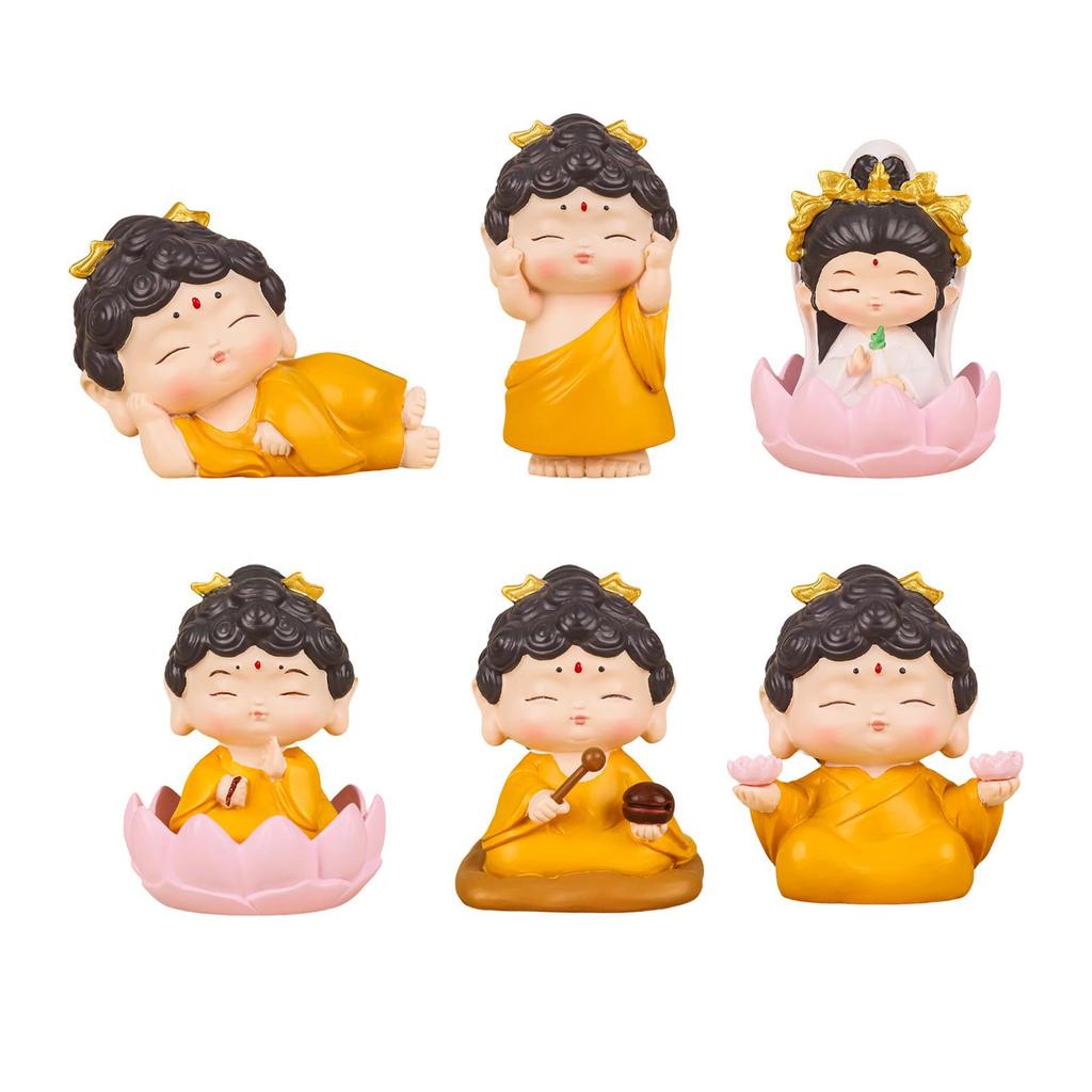 Buddha Statue Portable Ornament Mini Sculpture for Hotel Bookshelf Bedroom
