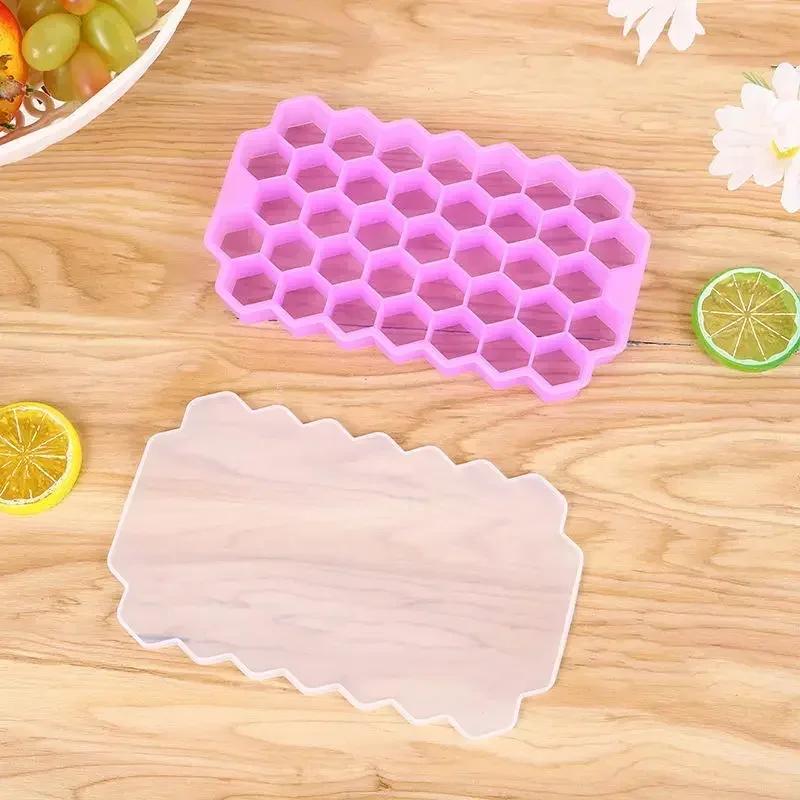 Food Grade Ice Cube Tray Silicone Mold for Whiskey Cocktail, Honeycomb Forms