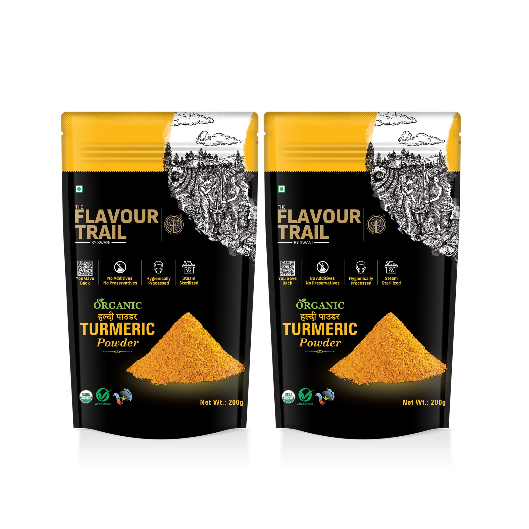 

Organic Turmeric Powder/Haldi Powder- Pack of 2, 200gms Each| Pesticide-Free