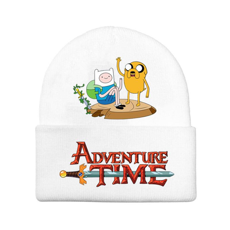 Adventure Time Cartoon Print Acrylic Knit Hat Winter Warm Unisex Beanie For Adults Teens