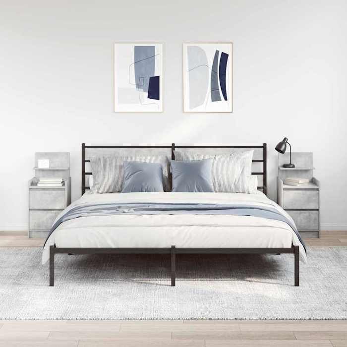 VidaXL Tables de chevet avec 2 tiroirs 2 pcs gris béton 38x34x80 cm, meuble de chevet, table d'appoint, armoire de lit, 861362