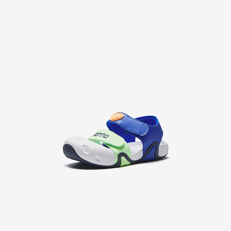 Anta Kids Starfish Synthetic Leather Comfortable Casual Non-Slip Shock Absorbing Low-Top Walking Shoes Baby Shoes Blue Green White 312420071-3