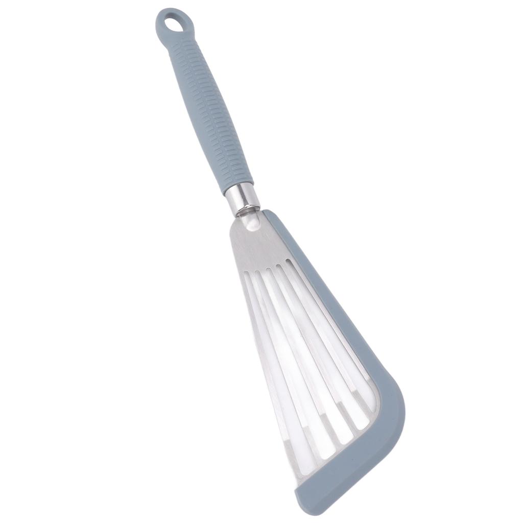 Silicone Fish Spatula Stainless Steel Slot Nonstick Coating Spatula for Frying Beefsteak Egg Grey