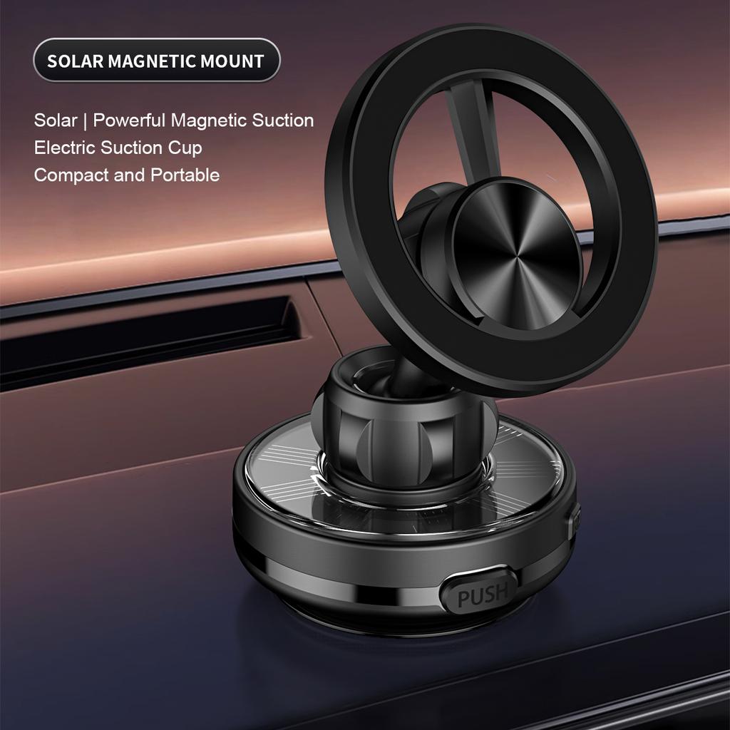 Solar Power Vacuum Magnetic Car Phone Stand Holder 360 Degree Rotation Suction Cup Foldable Mobile Phone Holder