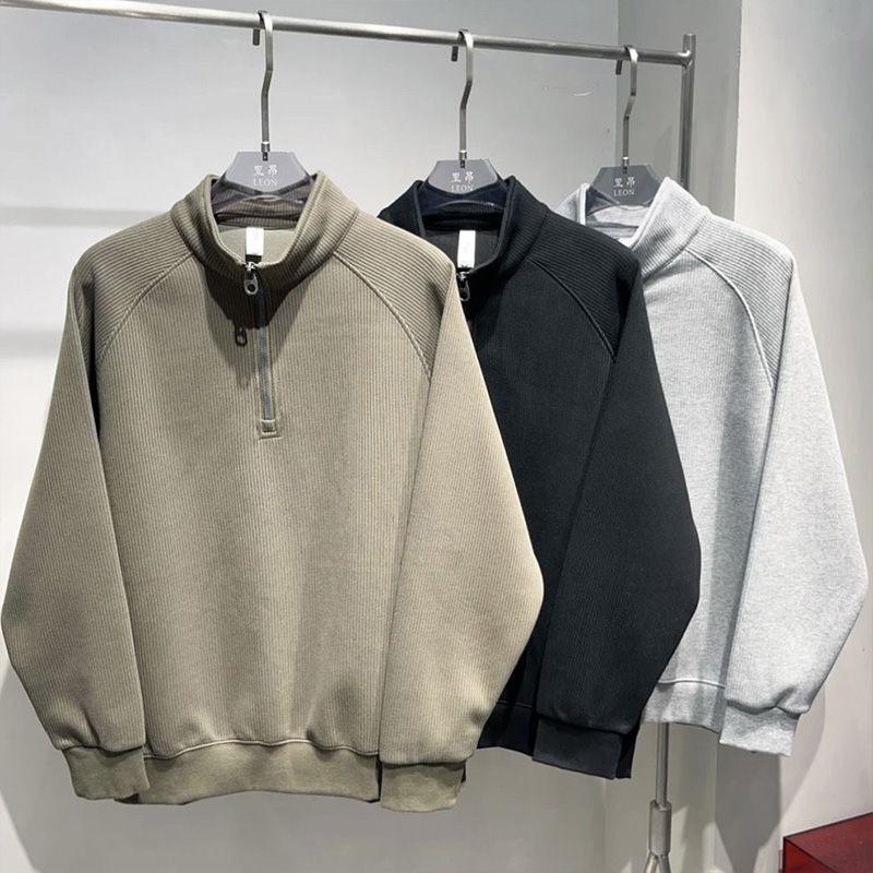 

Autumn Heavy Men s 2026 New Sweater Embroidered Semi-zipper Loose Stand-up Collar Versatile Bottoming Top XXXL зелений