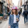 Glamouröser Neon-Westernhut Perlmuttglanz Western-Cowboyhut Cowgirl-Partyhut Western-Thema