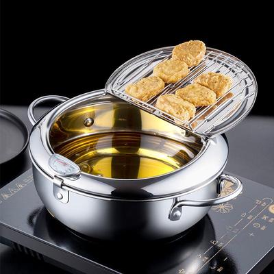 Japanese 304 Stainless Steel Tempura Fryer with Temperature Control and Oil Saving Filter - Small Household Fryer