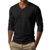 Men's V-neck Casual Solid Color Long-sleeved T-shirt Top