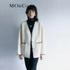MO&Co. Black & White Contrast V-neck Wool Coat