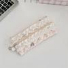 Floral Lace Quilted Pencil Case: Large Capacity, Portable Stationery Bag for Girls