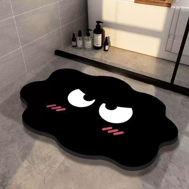 Irregular Black Diatom Mud Absorbent Bathroom and Entrance Floor Mat
