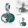 Luckly Four Leaf Clover Dangle Charm Copper Family Tree Flower Bead Pendant Fit Original Bracelets Necklace Jewelry