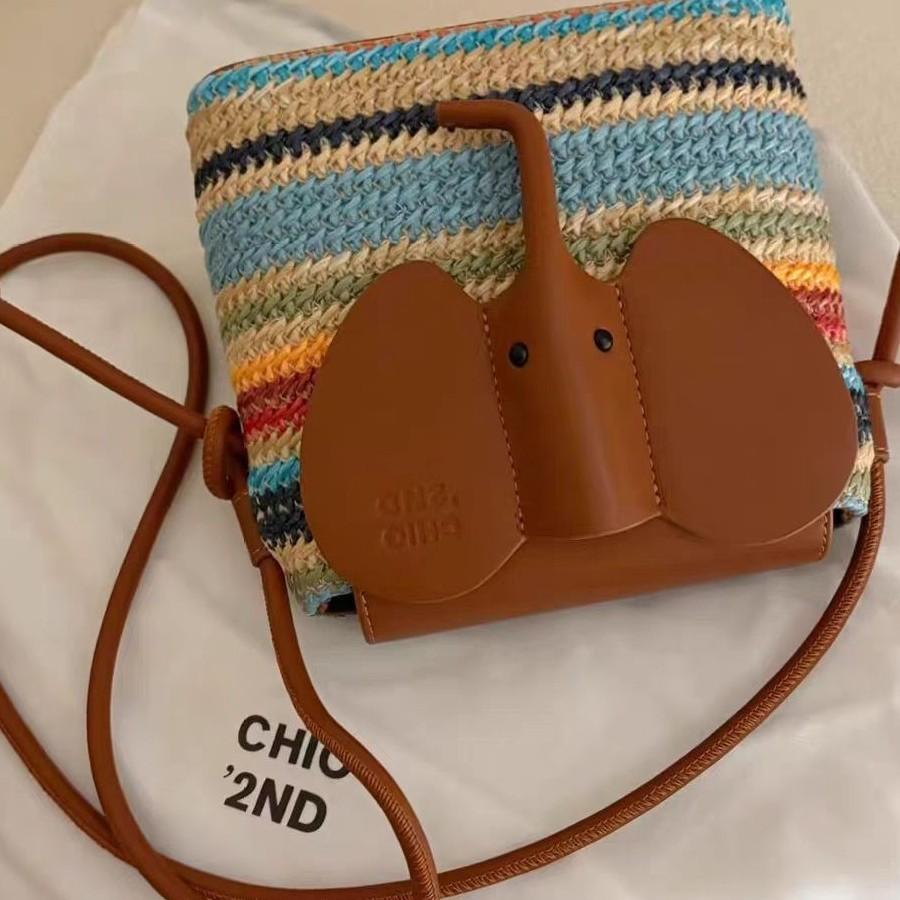 Nanfeng versatile trend summer night feng shui bucket bag rainbow elephant woven bag women's summer one-shoulder crossbody bag