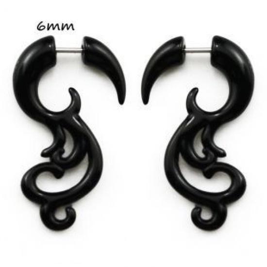 Fashion Black Horn Earrings For Women Hip-hop Acrylic Ear Stud Stainless Steel Anti-Allergies Earrings Gothic Spiral Ear