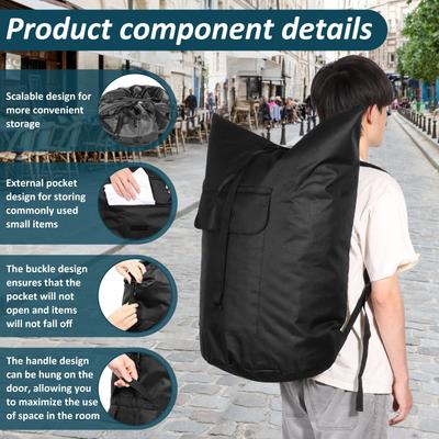Laundry Backpack Bag 115L Large Capacity Portable Clothes Sack with Shoulder Strap Waterproof Travel Moving Storage Bag