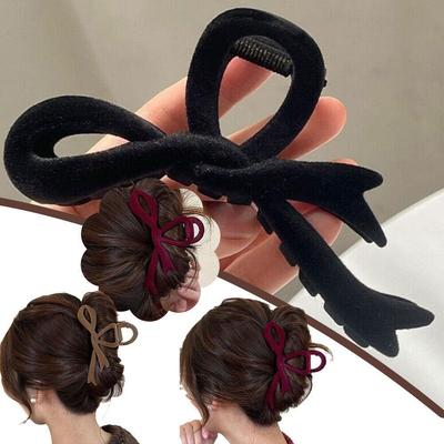 Fermagli per capelli con fiocco di velluto rosso da donna autunno inverno accessori per capelli