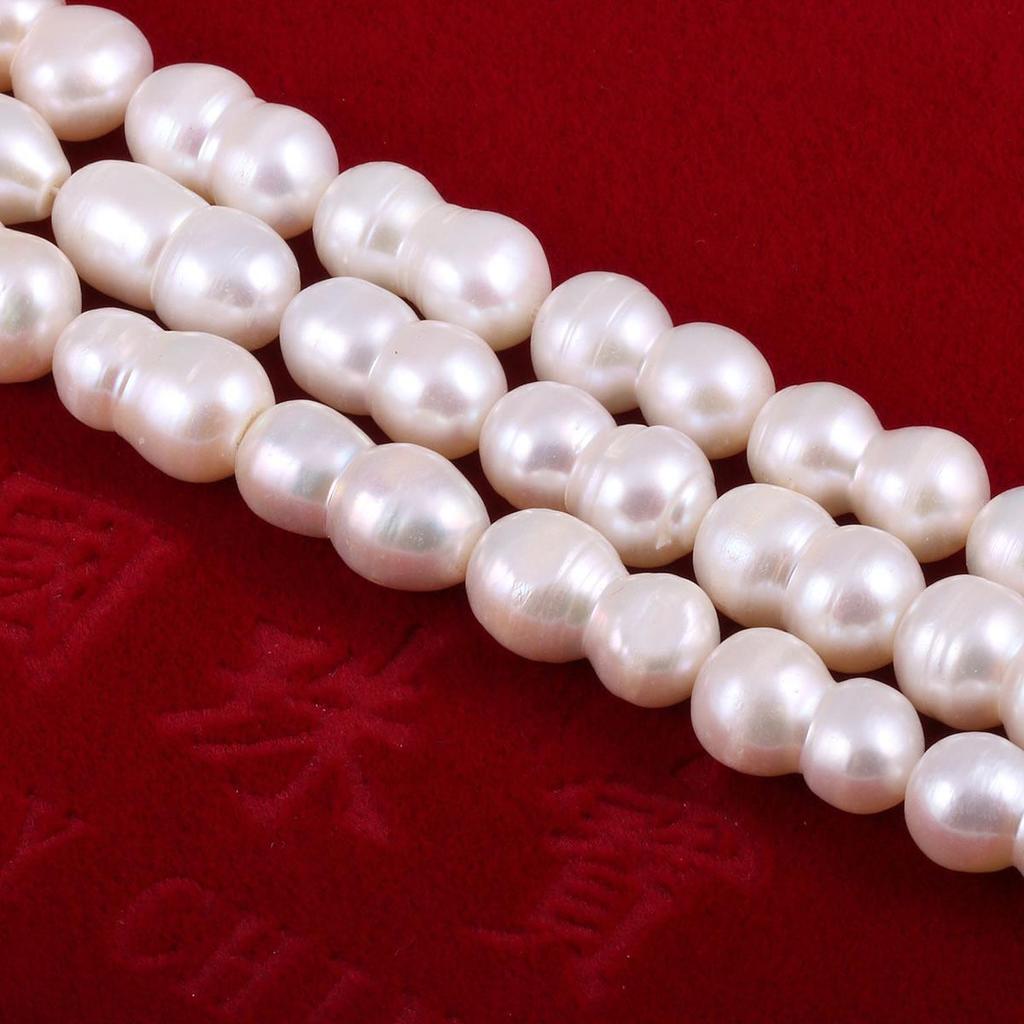 1String, Peanut-shaped Pearls, 9–14 Mm, White Natural Freshwater Pearl Beads for Jewelry Making DIY Necklace Bracelet Crafts, Mother's Day Gift 36cm
