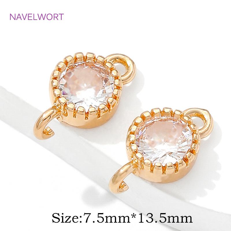 3 Size 18K Gold Plated Mini Round Connector Charms,Inlaid Zircon Connector For Jewelry Making,DIY Earring Making Supplies