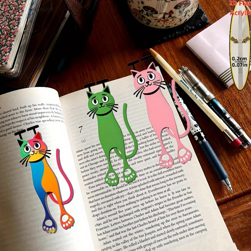 3pcs PVC Cat Bookmarks, Durable Acrylic Material, Colorful Cat Page Markers, Suitable for Readers and Cat Lovers, Suitable for Office and School Use